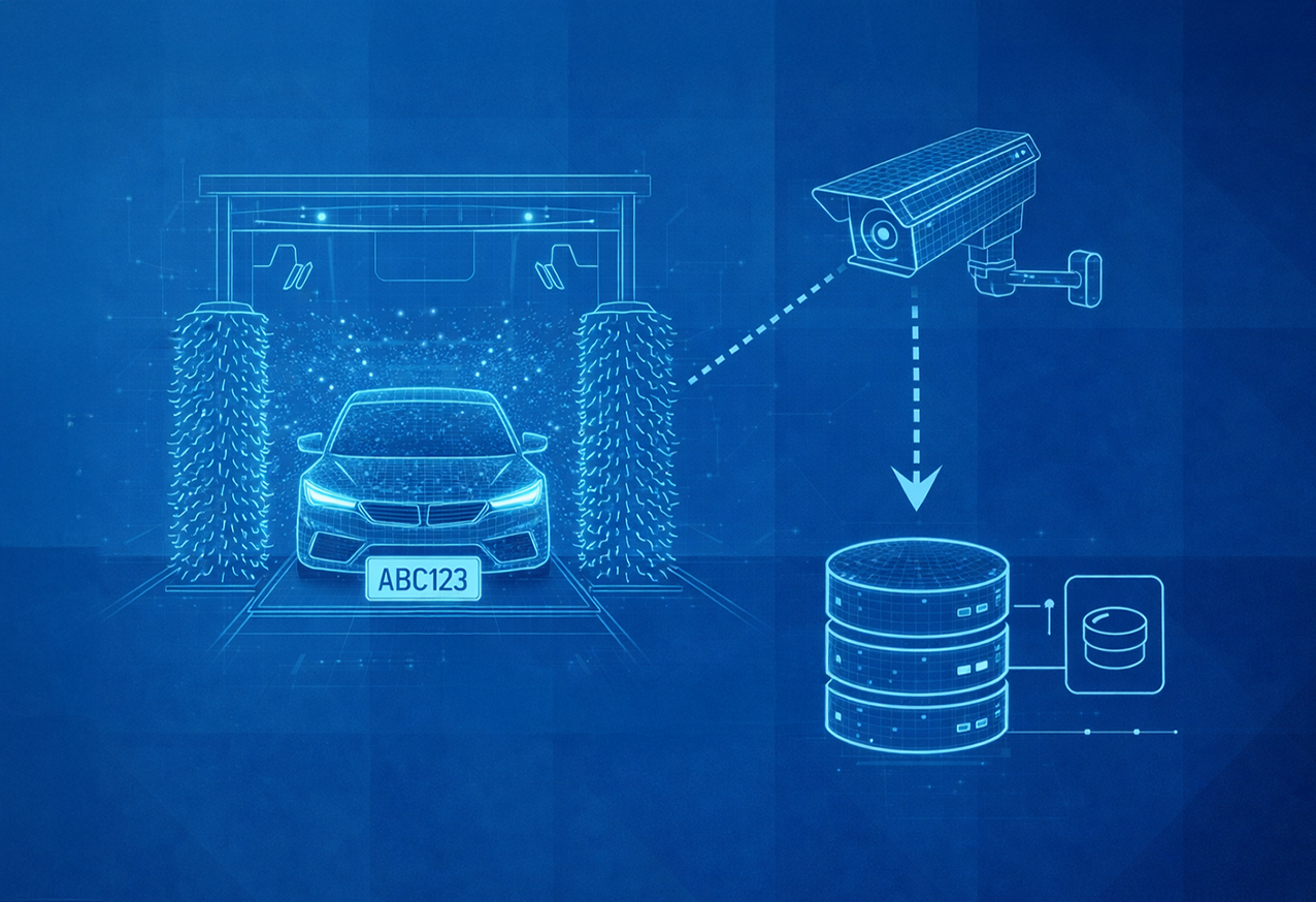 Автоматический учёт заездов на автомойке: камера распознаёт номер и фиксирует в системе